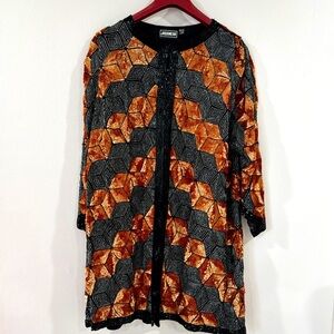 Vintage beaded jagswear silk long length hook and eye evening jacket
